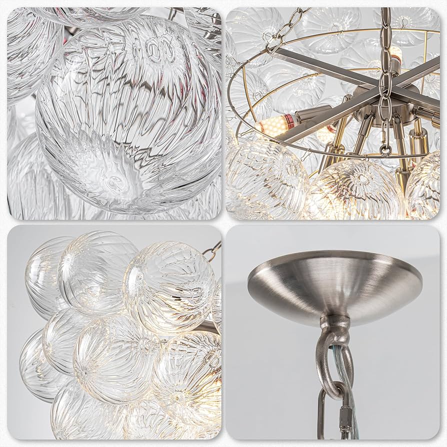 BeyPan Hand Blown Glass Bubble Ball Chandelier Brushed